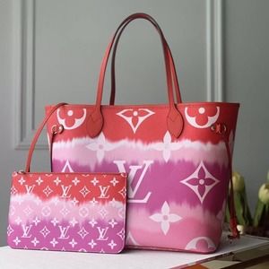 🌈 LV Escale Neverfull Mm Tote Bag Pink Red